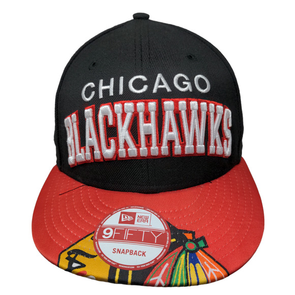 New Era 9Fifty Men's NHL Chicago Blackhawks Snapback Hat Black OSFM Big Logo - Picture 1 of 8